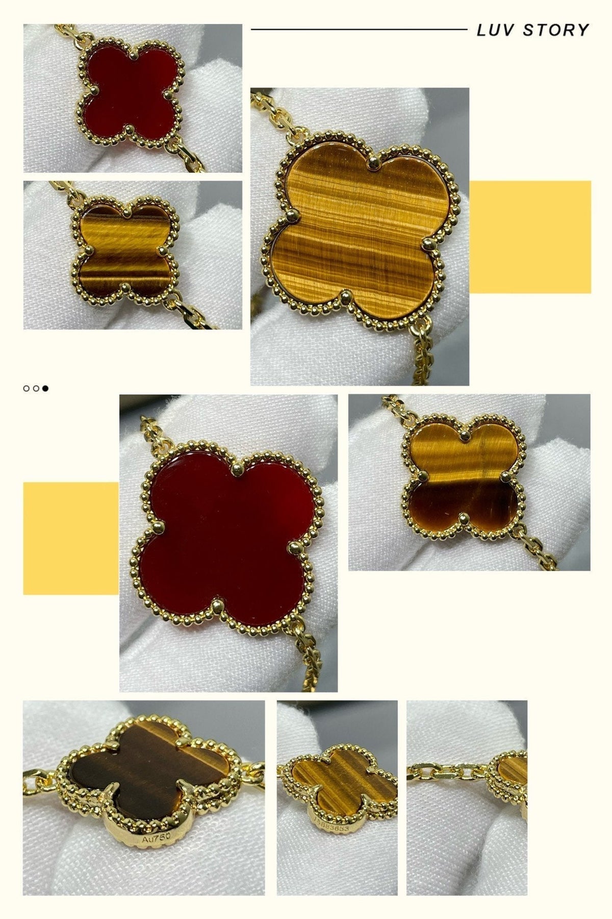 ¡®Veyra Jewelry¡¯CLOVER 16 MOTIF CARNELIAN TIGER EYE ROSE GOLD NECKLACE