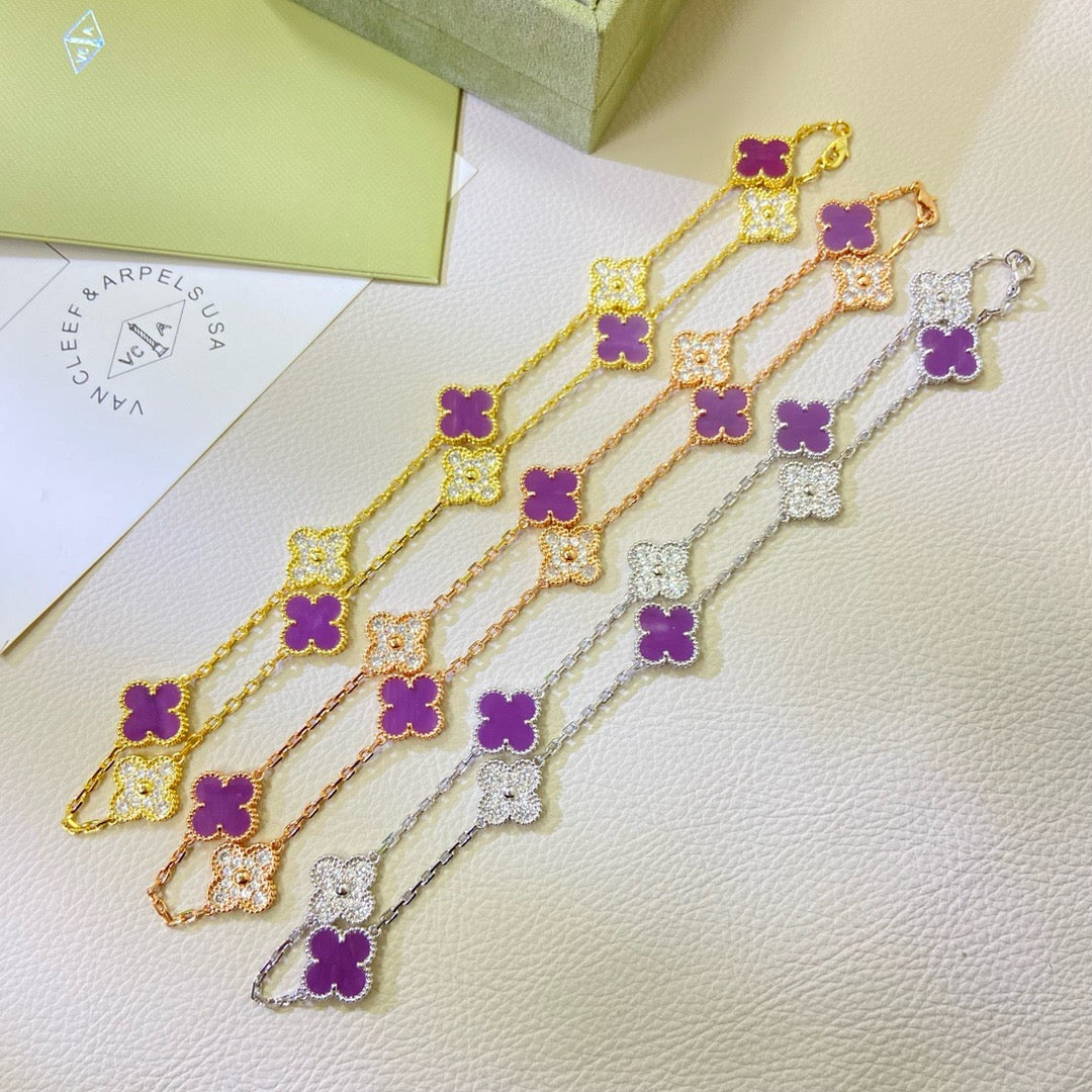 ¡®Veyra Jewelry¡¯CLOVER 10 MOTIFS PURPLE VIOLET DIAMOND NECKLACE