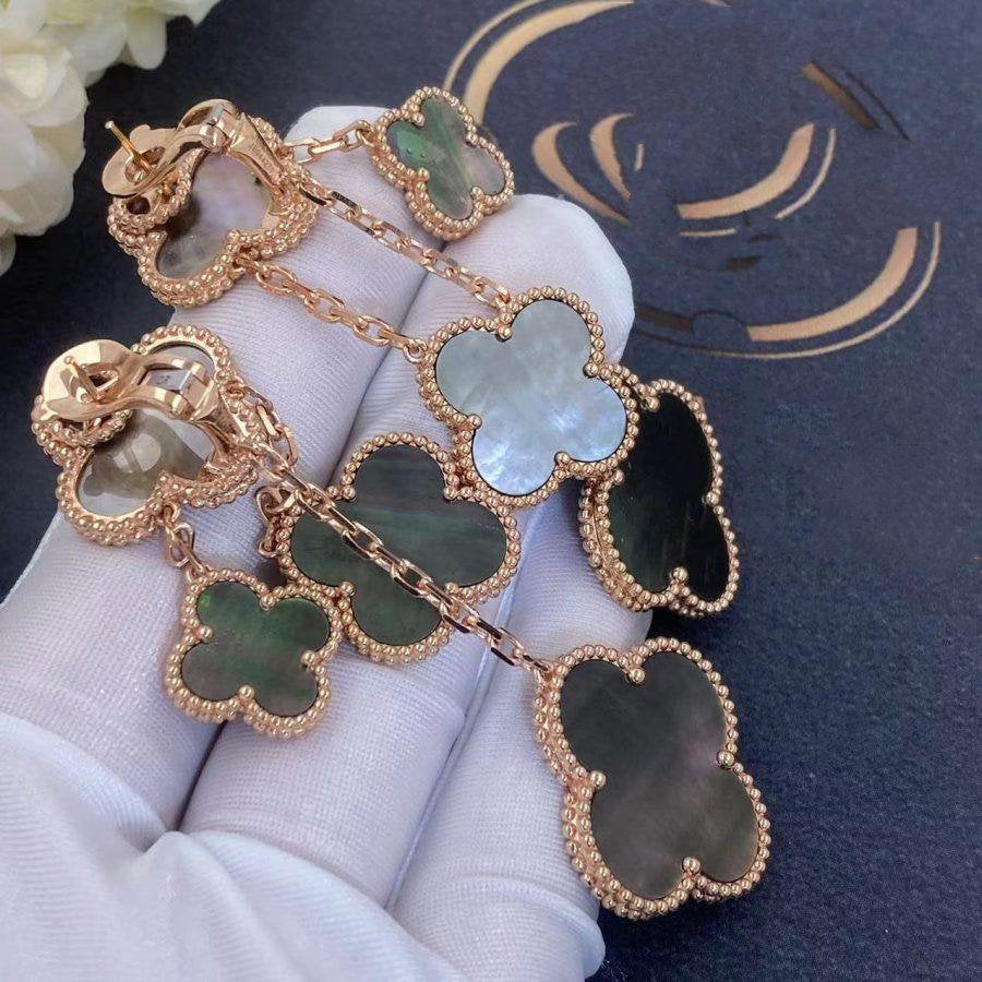 ¡®Veyra Jewelry¡¯CLOVER EARRINGS DARK MOP 4 MOTIFS ROSE GOLD