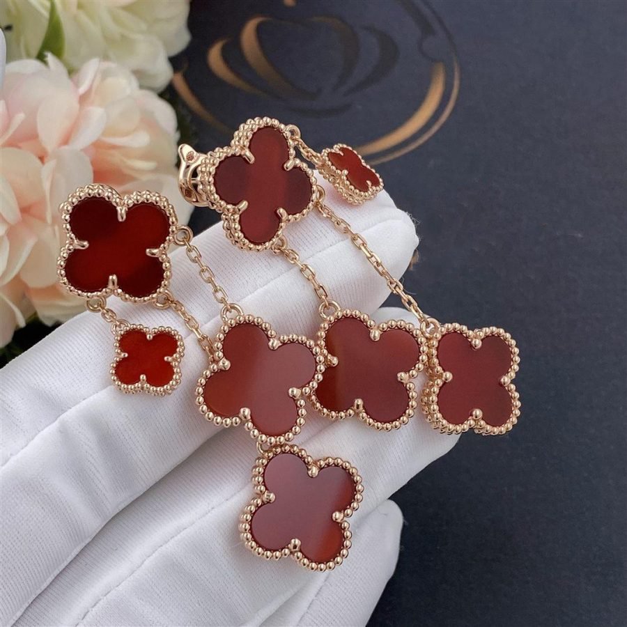 ¡®Veyra Jewelry¡¯CLOVER EARRINGS CARNELIAN 4 MOTIFS PINK GOLD