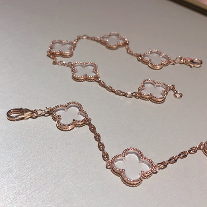 [Veyra Jewelry]New CLOVER 5 MOTIF ROCK CRYSTAL BRACELET