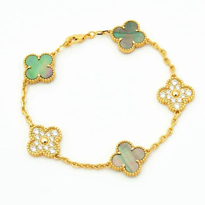 [Veyra Jewelry]New CLOVER 5 MOTIF GRAY MOP BRACELET COLLECTION