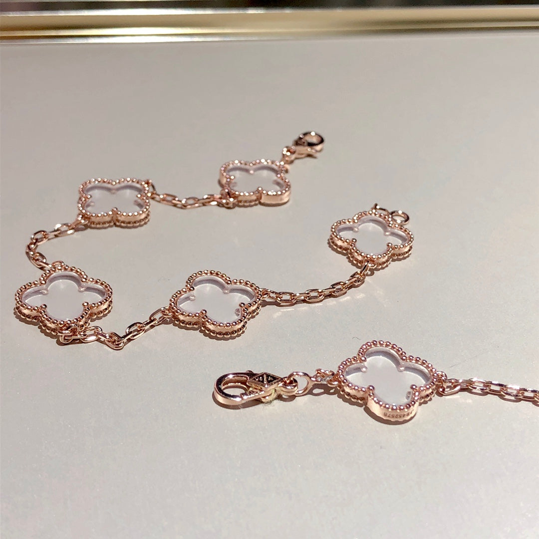 [Veyra Jewelry]New CLOVER 5 MOTIF ROCK CRYSTAL BRACELET