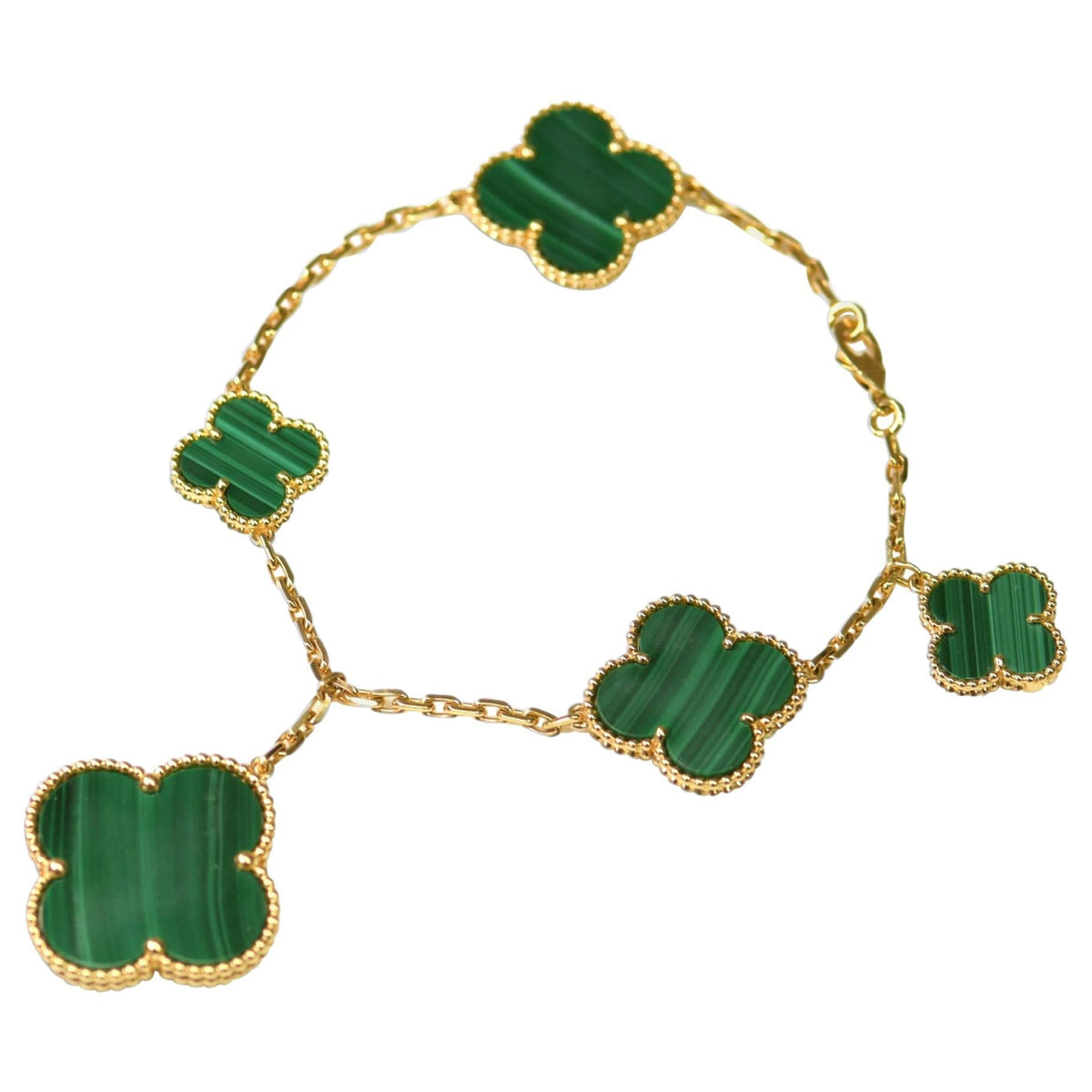 ¡®Veyra Jewelry¡¯MAGIC CLOVER MALACHITE GOLD BRACELET 5 MOTIFS