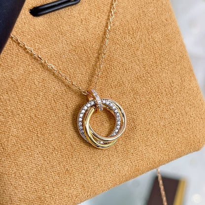 ¡®Veyra Jewelry¡¯TRINITY NECKLACE SILVER GOLD PINK GOLD DIAMONDS