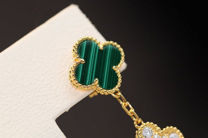 ¡®Veyra Jewelry¡¯CLOVER EARRINGS GOLD MALACHITE DIAMOND 3 MOTIF