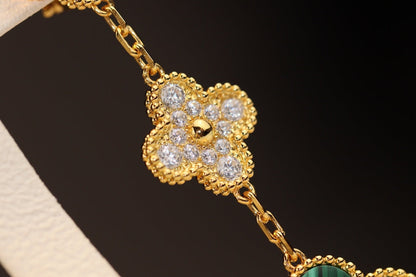 ¡®Veyra Jewelry¡¯CLOVER EARRINGS GOLD MALACHITE DIAMOND 3 MOTIF