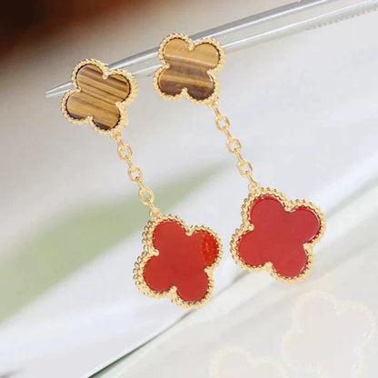 ¡®Veyra Jewelry¡¯CLOVER  2 MOTIF  TIGER EYE CARNELIAN EARRINGS