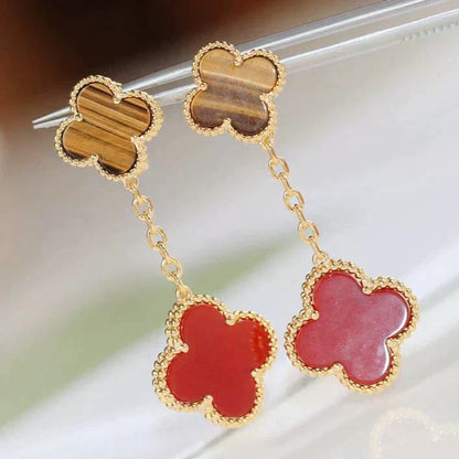 ¡®Veyra Jewelry¡¯CLOVER  2 MOTIF  TIGER EYE CARNELIAN EARRINGS