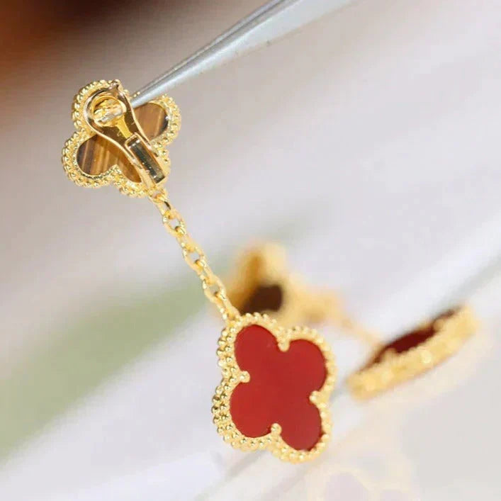 ¡®Veyra Jewelry¡¯CLOVER  2 MOTIF  TIGER EYE CARNELIAN EARRINGS