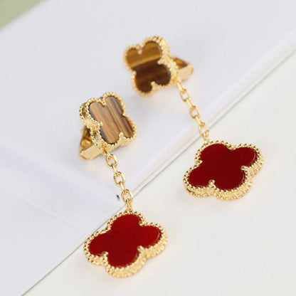 ¡®Veyra Jewelry¡¯CLOVER  2 MOTIF  TIGER EYE CARNELIAN EARRINGS