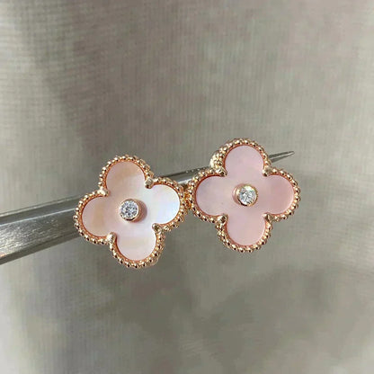 ¡®Veyra Jewelry¡¯CLOVER MEDIUM 1 MOTIFS  PINK MOP DIAMOND EARRINGS