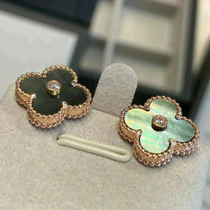 ¡®Veyra Jewelry¡¯CLOVER MEDIUM 1 MOTIFS GRAY MOP  DIAMOND EARRINGS