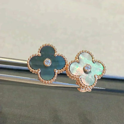 ¡®Veyra Jewelry¡¯CLOVER MEDIUM 1 MOTIFS GRAY MOP  DIAMOND EARRINGS