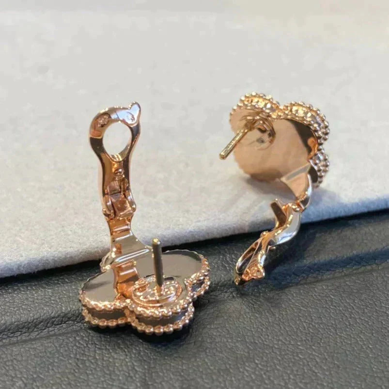 ¡®Veyra Jewelry¡¯CLOVER MEDIUM 1 MOTIFS GRAY MOP  DIAMOND EARRINGS