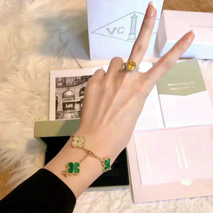 [Veyra Jewelry]New  CLOVER 5 MOTIF MALACHITE BRACELET COLLECTION