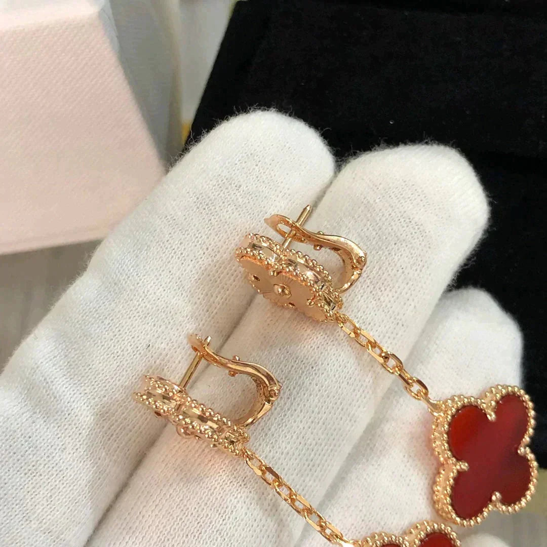 ¡®Veyra Jewelry¡¯CLOVER 2 MOTIF  LASER CARNELIAN EARRINGS