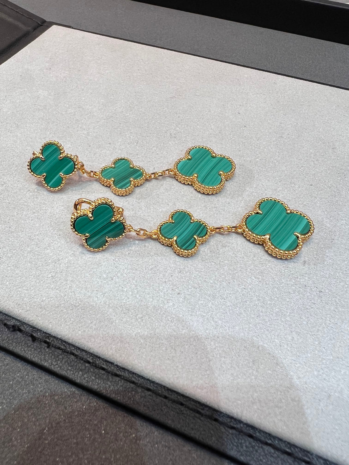 ¡®Veyra Jewelry¡¯CLOVER MALACHITE 3 MOTIFS GOLD