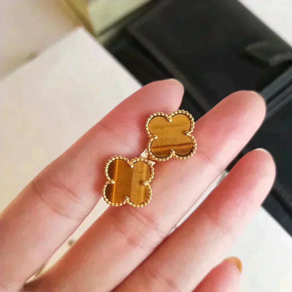 ¡®Veyra Jewelry¡¯CLOVER MEDIUM 1 MOTIFS TIGER EYE EARRINGS