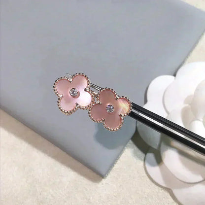 ¡®Veyra Jewelry¡¯CLOVER MEDIUM 1 MOTIFS  PINK MOP DIAMOND EARRINGS