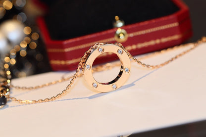 ¡®Veyra Jewelry¡¯LOVE NECKLACE 16MM 6 DIAMONDS PINK GOLD