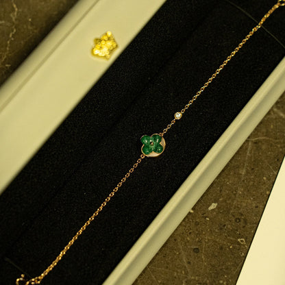 ¡®Veyra Jewelry¡¯SUN MALACHITE 1 DIAMOND PINK GOLD BRACELET