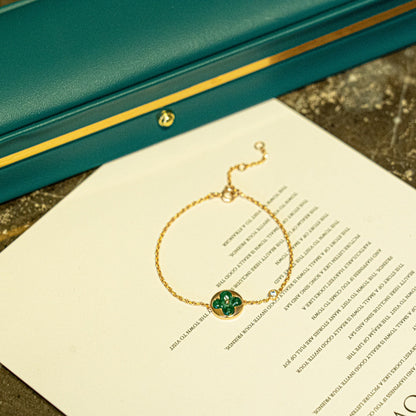 ¡®Veyra Jewelry¡¯SUN MALACHITE 1 DIAMOND PINK GOLD BRACELET