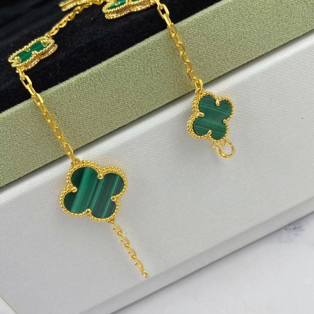 ¡®Veyra Jewelry¡¯MAGIC CLOVER MALACHITE GOLD BRACELET 5 MOTIFS