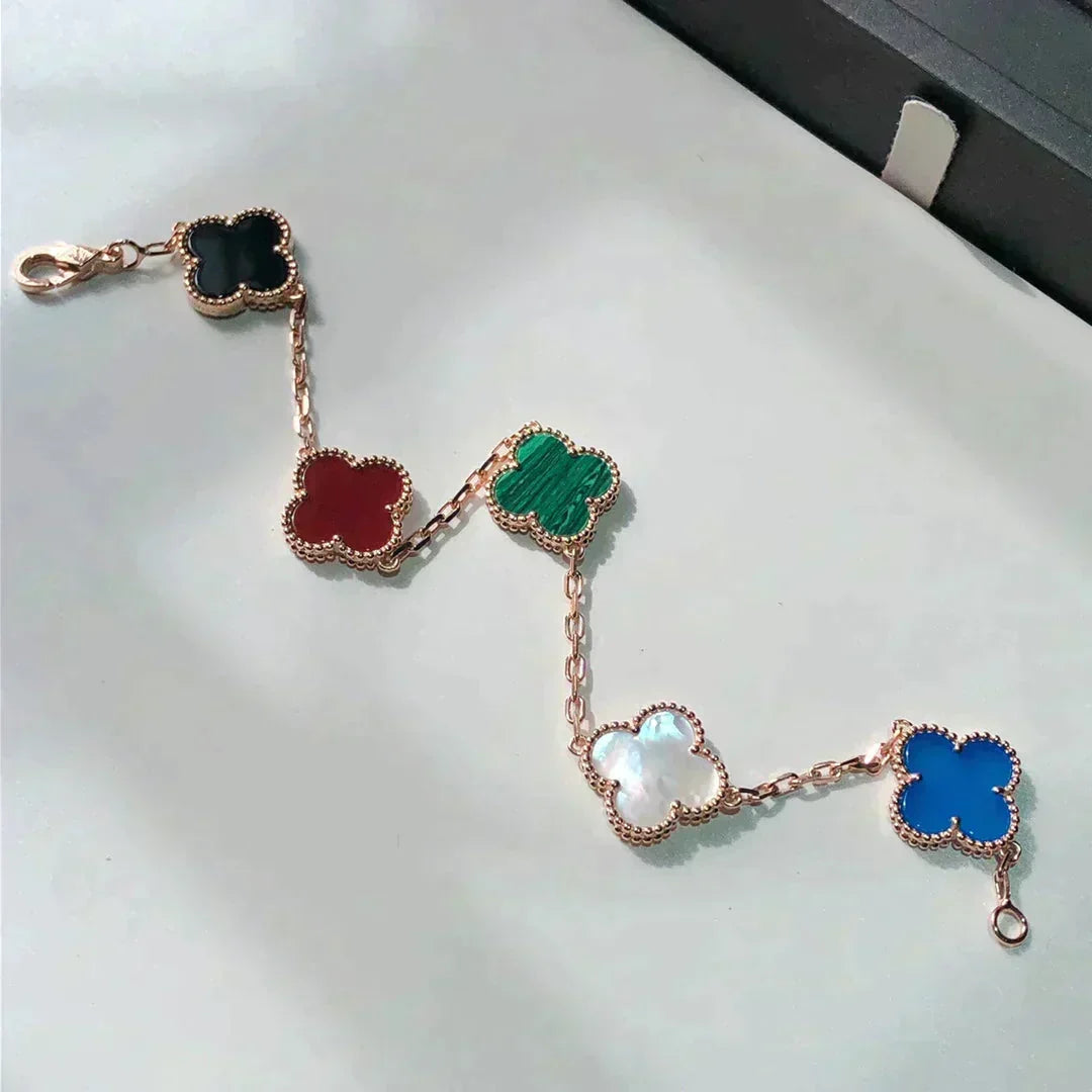 [Veyra Jewelry]New CLOVER 5 MOTIFS MULTICOLOR BRACELET