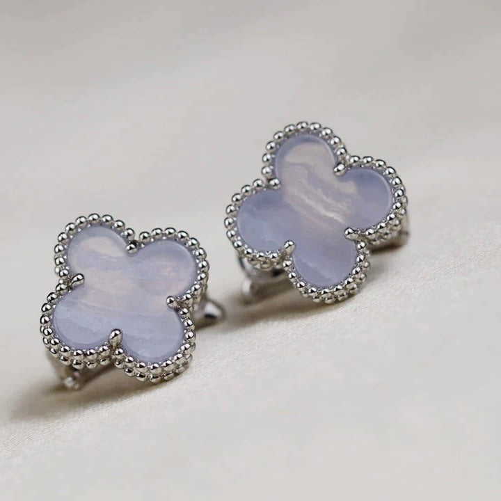 ¡®Veyra Jewelry¡¯CLOVER MEDIUM 1 MOTIFS  WHITE MOP EARRINGS SILVER