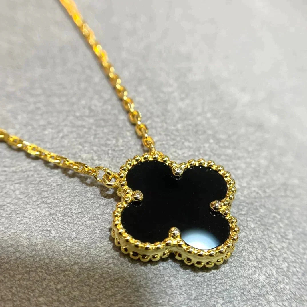 ¡®Veyra Jewelry¡¯CLOVER 15MM BLACK ONYX SINGLE FLOWER NECKLACE