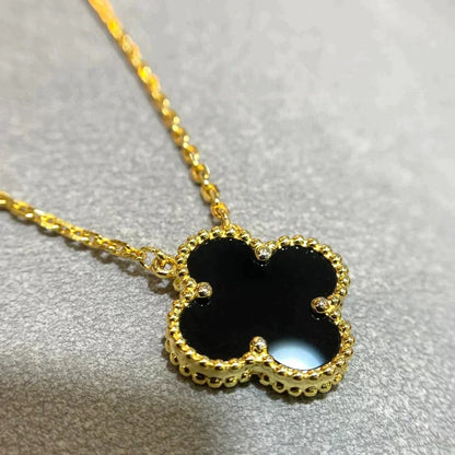 ¡®Veyra Jewelry¡¯CLOVER 15MM BLACK ONYX SINGLE FLOWER NECKLACE