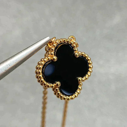¡®Veyra Jewelry¡¯CLOVER 15MM BLACK ONYX SINGLE FLOWER NECKLACE