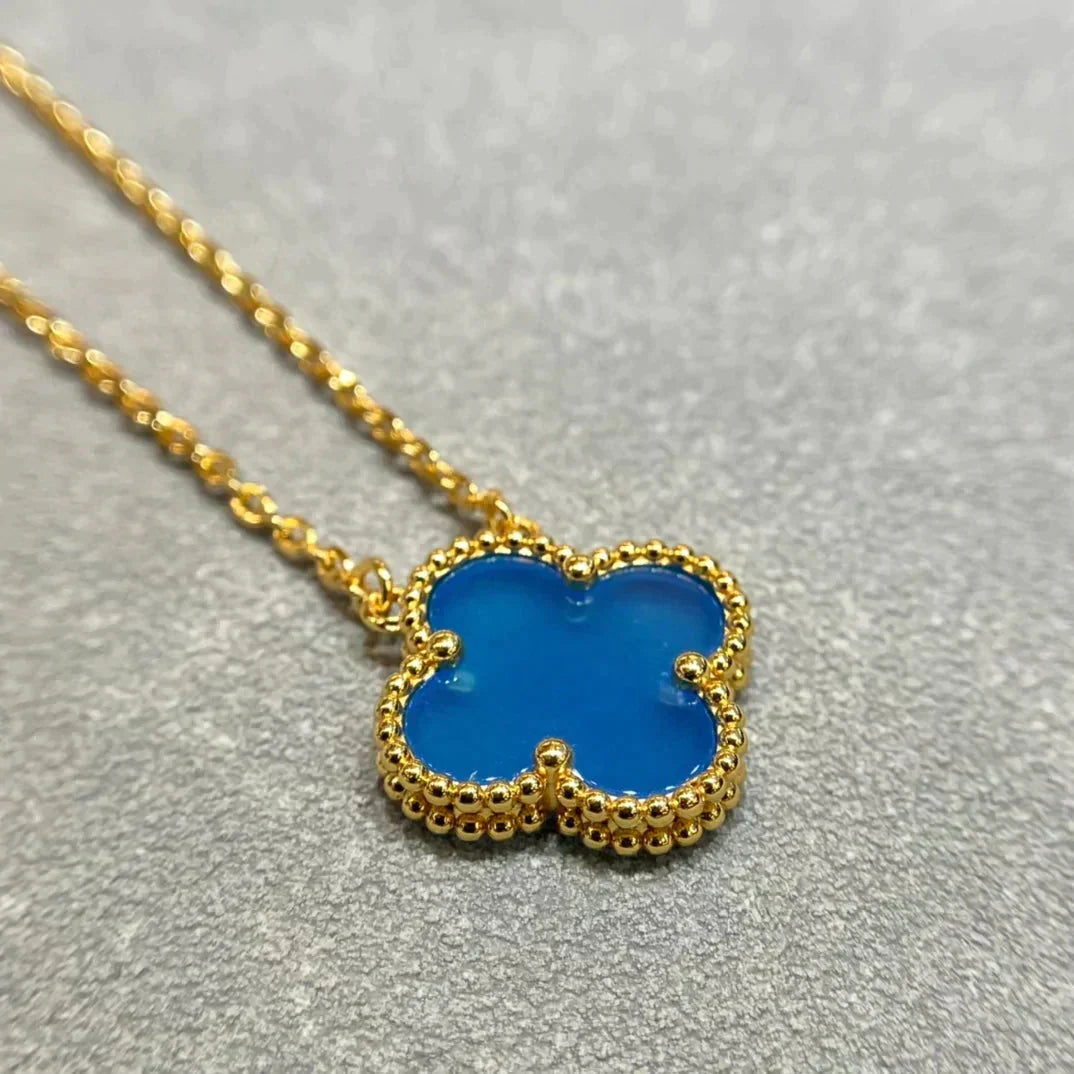 ¡®Veyra Jewelry¡¯CLOVER 15MM BLUE AGATE NECKLACE