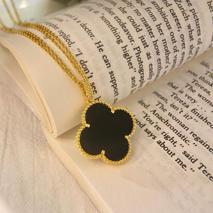 ¡®Veyra Jewelry¡¯CLOVER 25MM NECKLACE GOLD ONYX