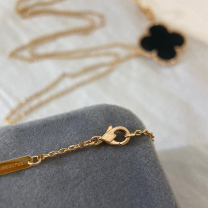 ¡®Veyra Jewelry¡¯CLOVER 25MM NECKLACE GOLD ONYX