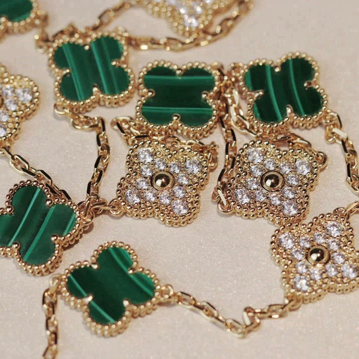 ¡®Veyra Jewelry¡¯CLOVER 20 MOTIFS MALACHITE DIAMOND NECKLACE