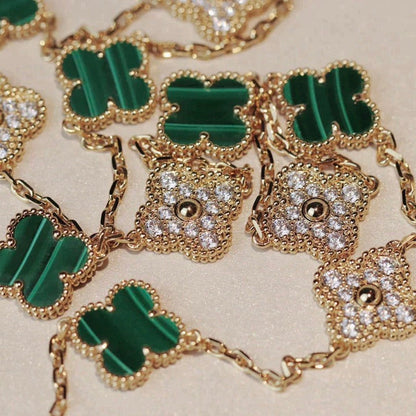 ¡®Veyra Jewelry¡¯CLOVER 20 MOTIFS MALACHITE DIAMOND NECKLACE