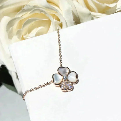¡®Veyra Jewelry¡¯CLOVER MOP DIAMOND ROSE GOLD NECKLACE
