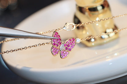 ¡®Veyra Jewelry¡¯BUTTERFLY RED DIAMOND ROSE GOLD NECKLACE