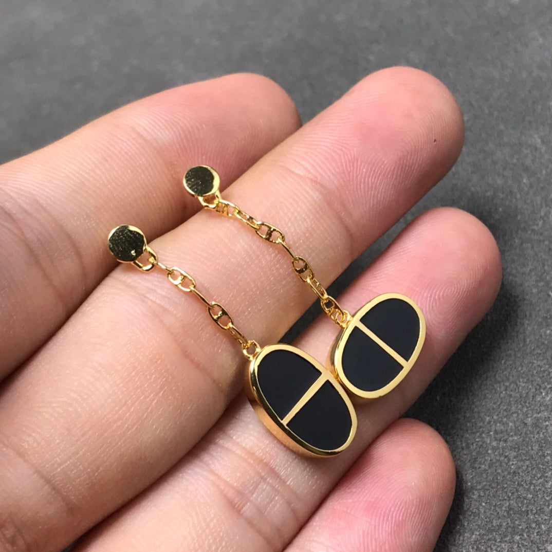 ¡®Veyra Jewelry¡¯CHAINE VERSO BLACK CERAMIC SILVER EARRINGS