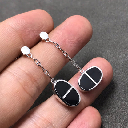 ¡®Veyra Jewelry¡¯CHAINE VERSO BLACK CERAMIC SILVER EARRINGS