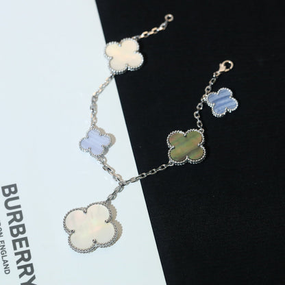 ¡®Veyra Jewelry¡¯CLOVER BRACELET 5 MOTIFS MOP CHALCEDONY SILVER