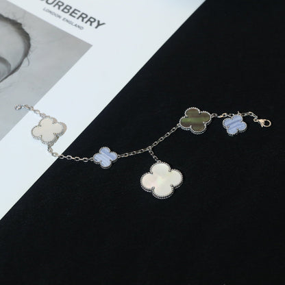 ¡®Veyra Jewelry¡¯CLOVER BRACELET 5 MOTIFS MOP CHALCEDONY SILVER