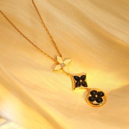 ¡®Veyra Jewelry¡¯STAR AND SUN ONYX PINK GOLD NECKLACE