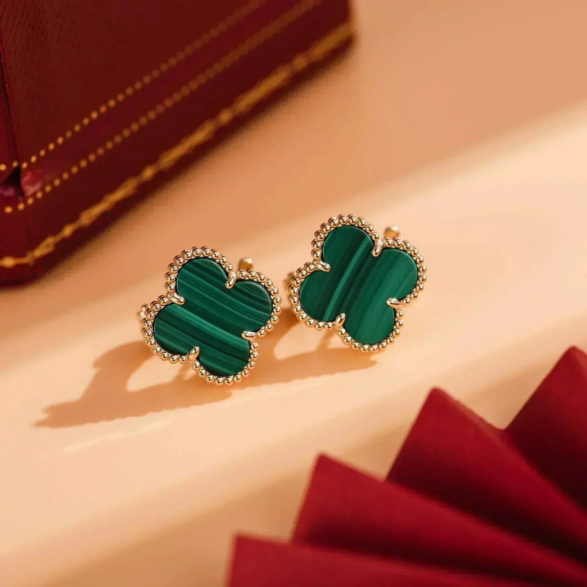 ¡®Veyra Jewelry¡¯CLOVER MEDIUM 1 MOTIFS MALACHITE  EARRINGS
