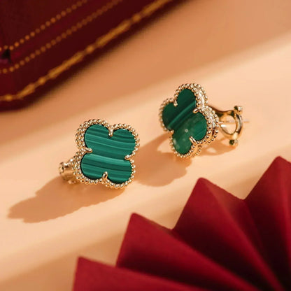 ¡®Veyra Jewelry¡¯CLOVER MEDIUM 1 MOTIFS MALACHITE  EARRINGS