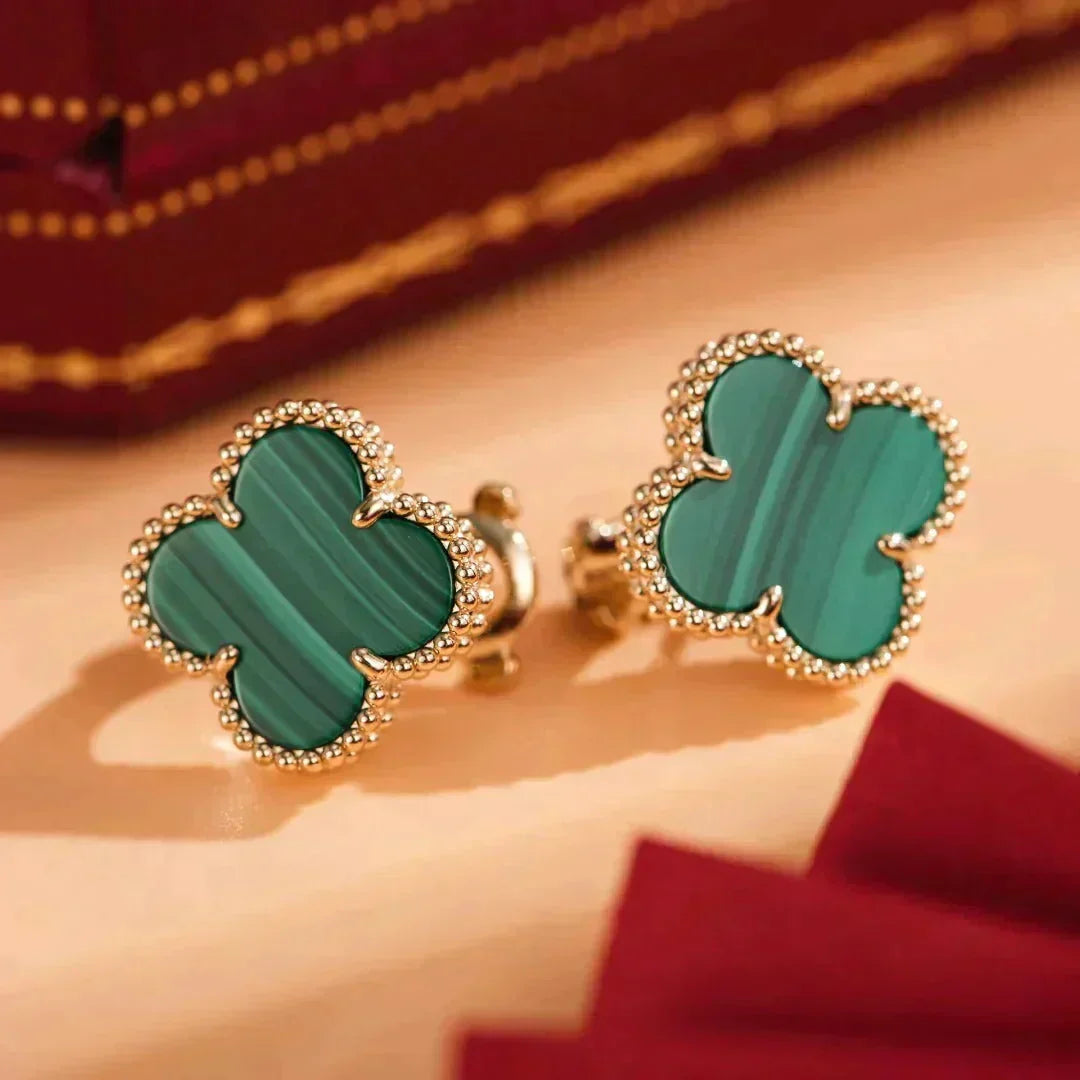 ¡®Veyra Jewelry¡¯CLOVER MEDIUM 1 MOTIFS MALACHITE  EARRINGS