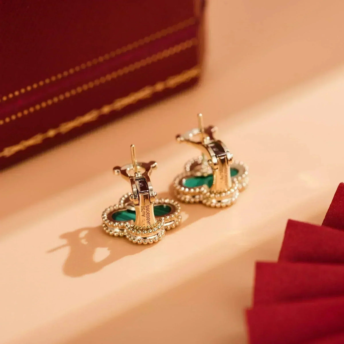 ¡®Veyra Jewelry¡¯CLOVER MEDIUM 1 MOTIFS MALACHITE  EARRINGS