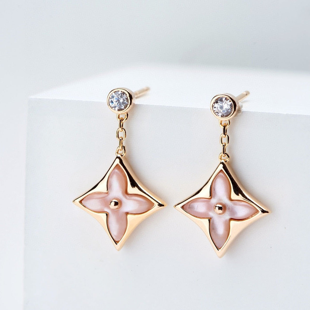 ¡®Veyra Jewelry¡¯DOUBLE STAR PINK GOLD MOP DROP EARRINGS